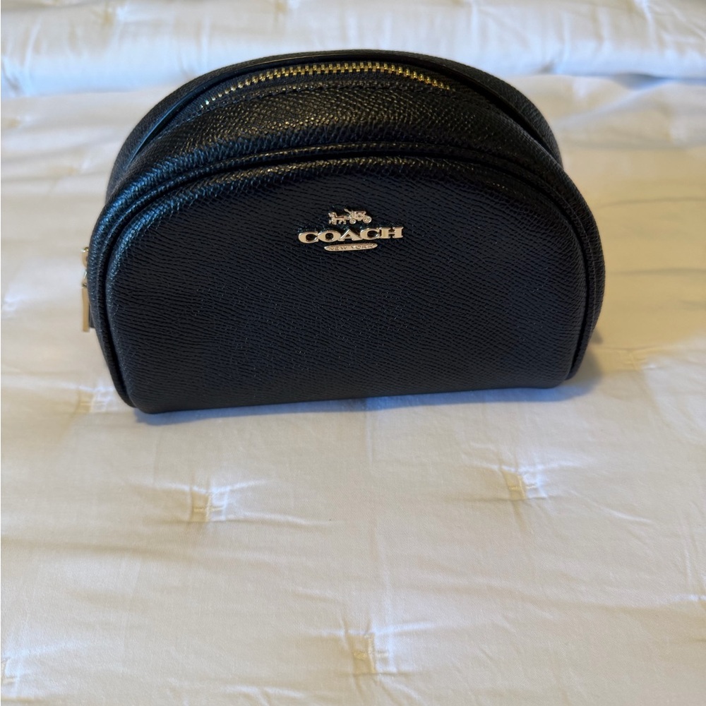 Coach Black Pebbled Leather Zip Pouch